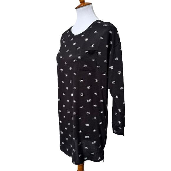 🍀Jenni Pajama Sleep Shirt Black All Seeing Eye Stretch Pocket Pullover SMALL - Picture 3 of 9